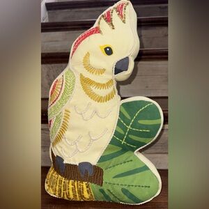 🥰 TOMMY BAHAMA SEQUIN PARROT 🦜 SHAPED INDOOR / OUTDOOR PATIO DECOR PILLOW - NEW